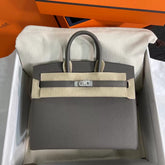 Hermès Birkin 25 Sellier 8F Etain Epsom Silver Hardware