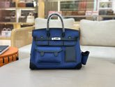 Hermès Birkin Cargo 35 in Bleu Encre Toile Goéland and Noir Swift Leather (Palladium Hardware)