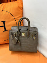Hermès Mini Birkin 20cm Outer Stitching Tote Bag in Taupe Crocodile Pattern
