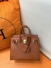 Hermès Mini Birkin 20cm Outer Stitching Tote Bag in Classic Gold Crocodile Pattern