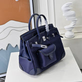 Hermès Birkin Cargo 25 Navy Blue Swift Leather and Canvas Splicing Bag
