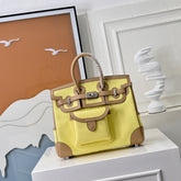 Hermès Birkin Cargo 25 Sesame and Lime Yellow Swift Leather Splicing Canvas Bag