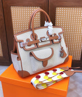 Hermès Birkin Cargo 30 Gold Swift Leather and Ecru Canvas Multi-Pocket Bag