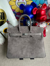 Hermès Birkin 25 Retourne in Grey Suede Grizzly (Palladium Hardware)
