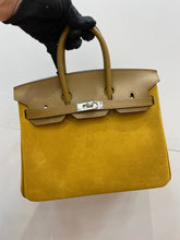 Hermès Birkin 25 Retourne in Yellow Swift Leather and Suede Grizzly (Palladium Hardware)