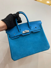 Hermès Birkin 25 Retourne in Bleu Zanzibar Swift Leather and Suede Grizzly (Palladium Hardware)