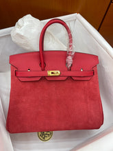 Hermès Rare Runaway Birkin 25cm Grizzly Rouge Casaque Suede Luxury Tote