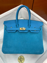 Hermès Rare Runaway Birkin 25cm Grizzly Tanzanite Blue Suede Luxury Tote