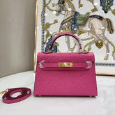 Hermes Mini Kelly II 19cm Sellier Violine Ostrich Gold Hardware Premium Women Shoulder Bag