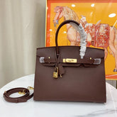 Hermès Birkin 25 Gold Hardware Chocolat Togo Quilted Epsom Leather Golden Lock