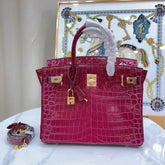 Hermès Birkin 30 Smooth Croc Print Genuine Leather Top Handle Bags
