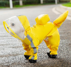 Small Dog Raincoat & Rain Shoes SetFull-Coverage Reflective Dog Jacket with D-RingDogs
