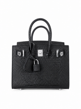 Mini Birkin 20cm Outer Stitching Tote Bag in Black Lizard Pattern
