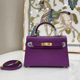 Hermes Mini Kelly II 19cm Sellier Noir Black Ostrich Gold Hardware Classic Daily Handbag