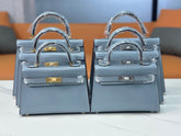 Hermes Kelly Sellier 19cm & 22cm & 25cm Bleu Lin Box Calf Leather Gold Hardware & Palladium Hardware Women Handbag