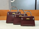Hermes Kelly Sellier 19cm & 22cm & 25cm Rouge H Box Calf Leather Gold Hardware & Palladium Hardware Women Handbag