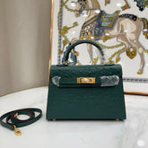 Hermes Mini Kelly II Sellier 19cm Vert Cypress Epsom Leather Gold Hardware Mini Women Handbag