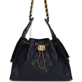 Chanel Small 25 Hobo Bag Dark Navy Caviar Antique Gold Hardware