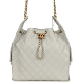 Chanel Medium 25 Hobo Bag Light Grey Caviar Antique Gold Hardware