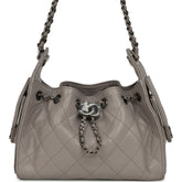 Chanel Mini 25 Hobo Bag Dark Grey Caviar Aged Ruthenium Hardware