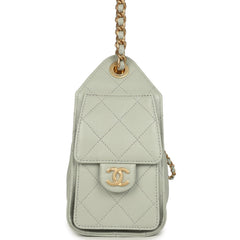 Chanel Mini 25 Hobo Bag Light Green Caviar Antique Gold Hardware