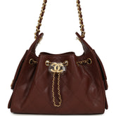 Chanel Mini 25 Hobo Bag Brown Caviar Antique Gold Hardware