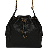 Chanel Medium 25 Hobo Bag Black Caviar Antique Gold Hardware