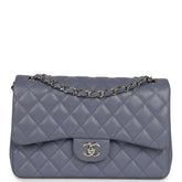Chanel Jumbo Classic Double Flap Bag Purple Lambskin Silver Hardware