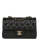 Chanel Mini Classic Rectangular Flap Bag Black Lambskin Light Gold Hardware