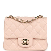Chanel Mini Classic Square Flap Bag Pink Lambskin Gold Hardware