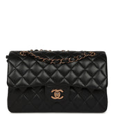 Chanel Small Classic Double Flap Bag Black Lambskin Rose Gold Hardware