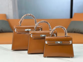 Hermes Kelly Sellier 19cm & 22cm & 25cm Gold Box Calf Leather Gold Hardware & Palladium Hardware Women Handbag