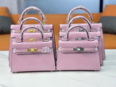 Hermes Kelly Sellier 19cm & 22cm & 25cm Rose Sakura Box Calf Leather Gold Hardware & Palladium Hardware Women Handbag