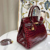Hermès Birkin 35 Bag Bordeaux Porosus Crocodile with Gold Hardware