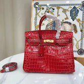 Hermès Birkin 30 Rouge Matte Alligator Gold Hardware