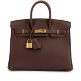 Birkin 25 Gold Hardware Chocolat Togo Quilted Epsom Leather Golden Lock
