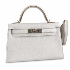 Fully hand-sewn👉Second generation Mini Kelly 19cm imported Epsom leather M4 milk gray silver buckle