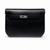 Hermès Kelly Depeches25 Black Silver Box Leather