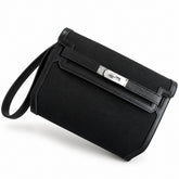 Hermès Kelly Depeches 25 clutch, canvas and swift leather (with additional shoulder strap), can be carried cross-body, can be carried by hand or on the wrist, daily needs, seamless switching between business