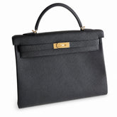 Hermès Kelly40cm togo original royal calfskin ck89 black top craftsmanship wax thread full stitching gold buckle
