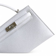 Fully hand-sewn👉Second generation Mini Kelly 19cm imported Epsom leather pure white silver buckle