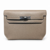 Hermès Kelly Depeches 25cm Epsom leather 18 Etoupe elephant gray top handcraft! Counter quality!
