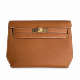 Customer order💕 kelly depeches25 golden brown epsom gold buckle hand-stitched men's handbag🎉