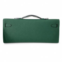 Kelly cut 31 clutch epsom malachite green silver buckle in stock