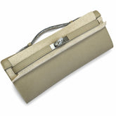 Hermès Kelly Cut 31 Clutch Epsom Leather Picture Windbreaker Gray