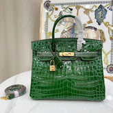 Hermès Birkin Emerald Shiny Niloticus Crocodile Gold Hardware
