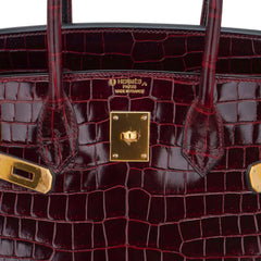 Birkin 35 Bag Bordeaux Porosus Crocodile with Gold Hardware