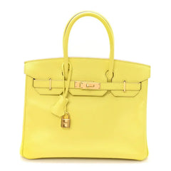 Birkin25 Sellier Jaune Milton Veau Epsom Silver Handbag
