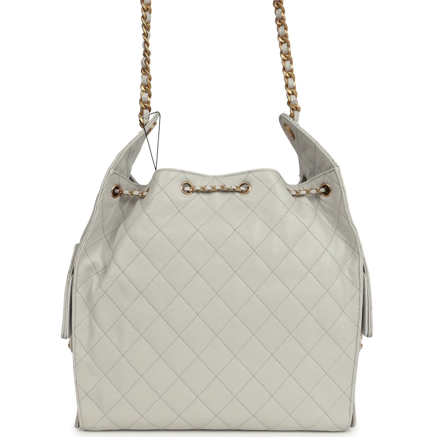 Chanel Medium 25 Hobo Bag Light Grey Caviar Antique Gold Hardware
