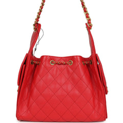 Chanel Small 25 Hobo Bag Dark Red Caviar Antique Gold Hardware